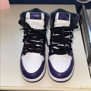 Nike High-Top Sneakers — White & Purple with Black Accents